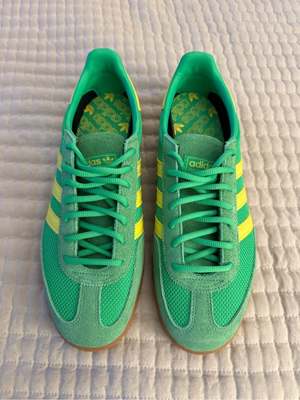 adidas Men’s Green with Yellow Three-Stripes Sneakers